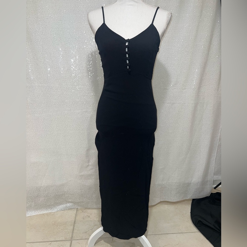 Flynn Skye Black Maxi Dress Button Down Crepe